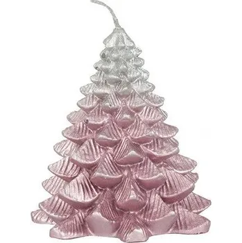 Vánoční dekorace Vánoční svíčka stromeček, stříbrno růžová