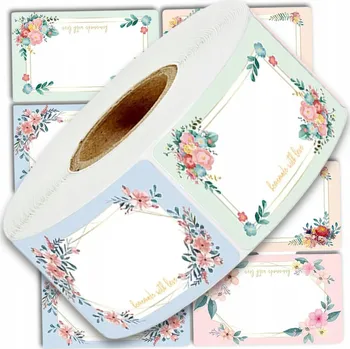 Papír Samolepky květiny etikety 250 ks role pro DIY dárky, sklenice a obálky