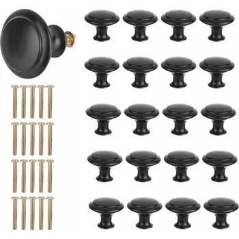 Obraz VINTAGE KNOFLÍKY NA NÁBYTEK OCELOVÉ ČERNÉ MATNÉ 20 KUSŮ 27 MM