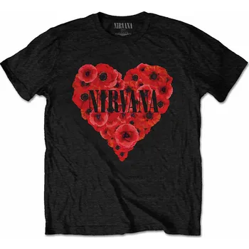 Pánské tričko Nirvana tričko, Poppy Heart Black, pánské XXL