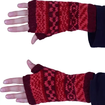 Rukavice Vlněné bezprstové rukavice Rajutan Burgundy, Sittar.cz