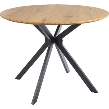 Jídelní stůl Kulatý jídelní stůl 100 cm – dub / černá matná kovová podnož