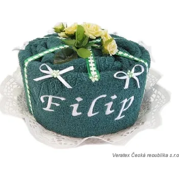 Bytová dekorace Veratex Textilní dort s výšívkou jména OSUŠKA 70X140cm výběr ze 20 barev