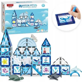 ostatní stavebnice Magnetická stavebnice Window Art Ocean 68ks - Magnetic Tiles