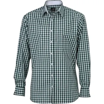 Dámská košile DAIBER JN 617 / Popelínová kostkovaná košile s dlouhým rukávem - forest green/white XL