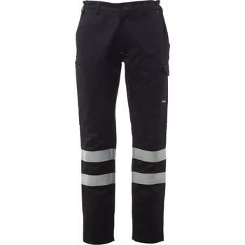 montérky PAYPER WORKER REFLEX 001258-0331 / Reflexní pracovní kalhoty do pasu - total black XXS