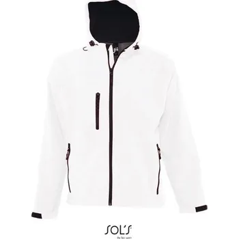 SOL´S REPLAY / Pánská 3-vrstvá softshellová bunda s kapucí - bílá M