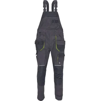 montérky CERVA GREENDALE / Pracovní kalhoty s laclem, pružným pasem a multifunkčními kapsami - antracit/limetková 64