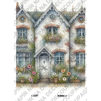 Umělecký papír Rýžový a soft papír na decoupage - Domy, ulice - KB3297 Materiál: Soft, Rozměr: A4