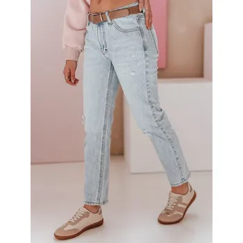 Dámské džíny Dámské džíny slim fit s páskem SLIMLEN Dstreet UY2349 Barva: Modrá - světle, Velikost: XL