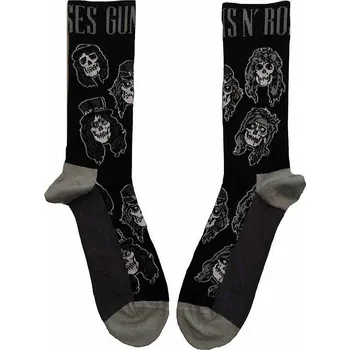 Pánské ponožky Guns N Roses ponožky, Skulls Band Monochrome Black, unisex - velikost 7 až 11 (40 až 45)