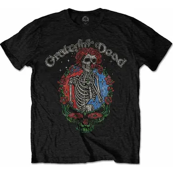 Pánská móda Grateful Dead tričko, Floral Stealie Black, pánské S