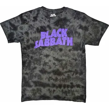 Pánská móda Black Sabbath tričko, Wavy Logo Dye Wash Eco Black, pánské M