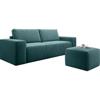 Pohovka MOB Shala 38 (světlotyrkysová) (s taburetkou)