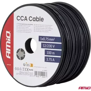 elektrický kabel AMIO Reproduktorový vodič jednožilový 1x0,75mm2 100m 3,75A 12/230V