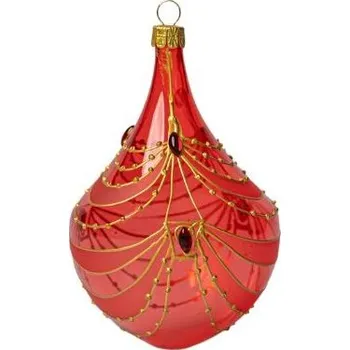 Vánoční ozdoba Koulier Vánoční ozdoba Secese -flakon zlatě zdobený s kameny červený, 1 ks