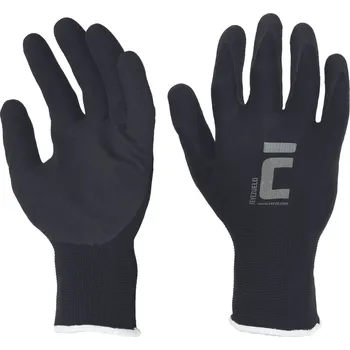 Pracovní rukavice CERVA REYEZUELO / Polyesterové rukavice s máčením v mikroporézním nitrilu - černá 6