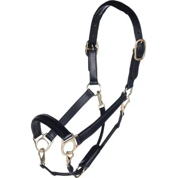 Kožená ohlávka HKM Gold black PONY