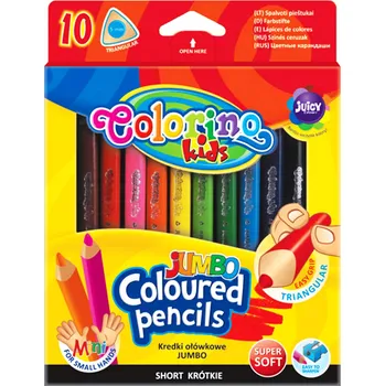 Pastelka Colorino kids trojúhelníkové pastelky 10 barev jumbo 6,5cm + ořezávátko