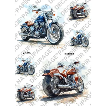 Výtvarný papír Rýžový a soft papír na decoupage - Motorka - KB3259 Materiál: Rýžový papír, Rozměr: A4