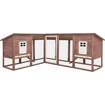 Klec pro králíka s výběhem, bílá a mokka, dřevo