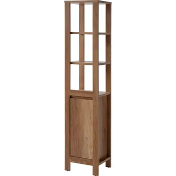 Komoda Koupelnový regál 186 cm dub románský, sloupek s policemi laminovaná deska