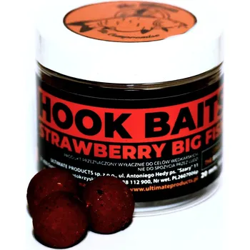 Boilies Ultimate Products Strawberry Big Fish Hookbaits 20mm - Nástrahy na háček pro velké ryby s příchutí jahody, 20 mm
