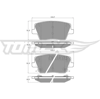 Brzdová destička Sada brzdových destiček, kotoučová brzda TOMEX Brakes TX 19-61