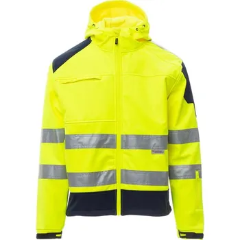 pracovní bunda PAYPER SHINE 2.0 FLUO S00235-0090 / Reflexní softshellová bunda s kapucí - žlutá/navy blue M