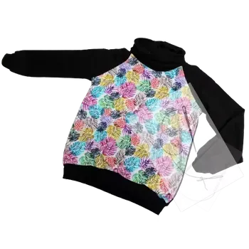 Dívčí mikina Mikina s nákrčníkem listy vel. 122/128