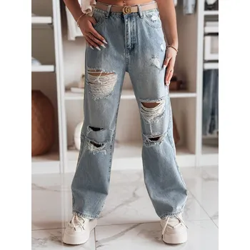 Dámské džíny Dámské džíny wide leg děrované NOWISTA Dstreet UY2426 Barva: Modrá - světle, Velikost: L