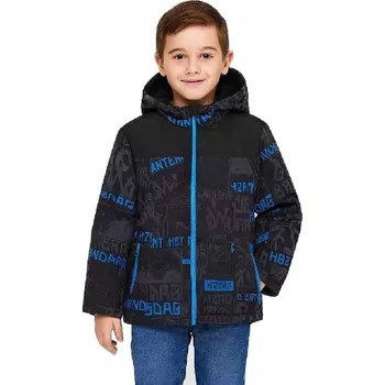 Chlapecké oblečení KUGO CHLAPECKÉ ZIMNÍ BUNDA DO ŠKOLY BF Černomodrá 128/134