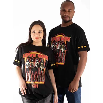 KISS tričko, Love Gun Stars Sleeve Print Black, pánské M