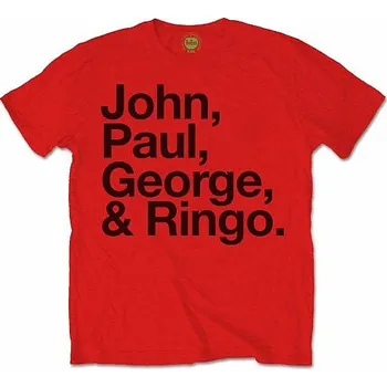 Pánská móda The Beatles tričko, John Paul George &amp; Ringo Red, pánské L