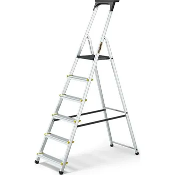 Železářství DRABEST Schůdky hliníkové Drabest, 125kg, 6 stupňů, s odkládací policí