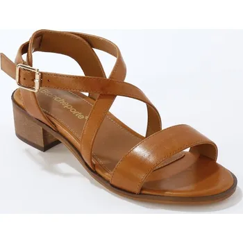 Dámské sandále Sandály s překříženými pásky z kůže LWG kaštanová 39