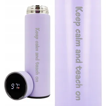 Termoska TERMOSKA S DISPLEJEM A GRAVÍROVÁNÍM Fialový KEEP CALM AND TEACH ON Pro Učitele