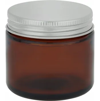 Sklenice Hnědá sklenice na svíčky 60 ml se stříbrným kovovým víčkem