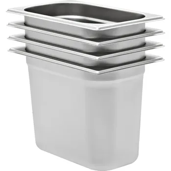 Noční stolek vidaXL Gastronádoby 4 ks GN 1/4 200 mm nerezová ocel [50904]