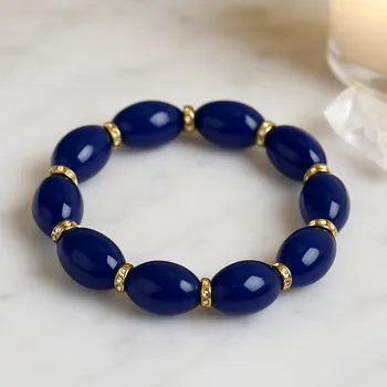 Náramek Náramek modrý se zlatými ozdobami