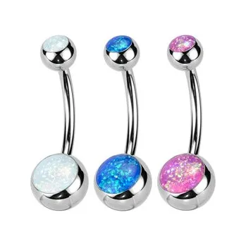 Piercing TIT1186-OP05 Piercing do pupíku banánek - TITAN, opál