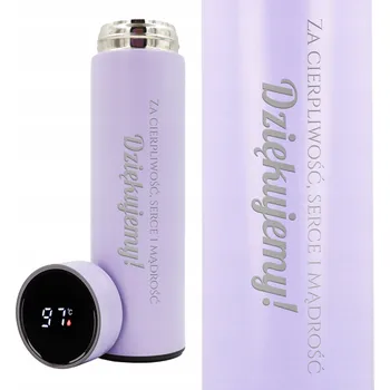 Termoska TERMOSKA S DISPLEJEM Fialový TRPĚLIVOST, SRDCE, MOUDROST Den Učitelů