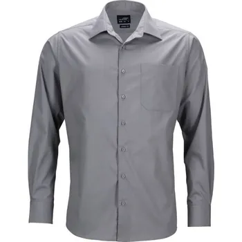 Pánská košile DAIBER JN 642 / Pánská popelínová business košile s dlouhým rukávem - steel S