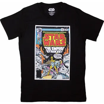 Pánská móda Star Wars tričko, The Empire Strikes Comic Cover Black, pánské L