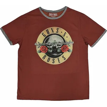 Pánská móda Guns N Roses tričko, Classic Logo Ringer Red, pánské L