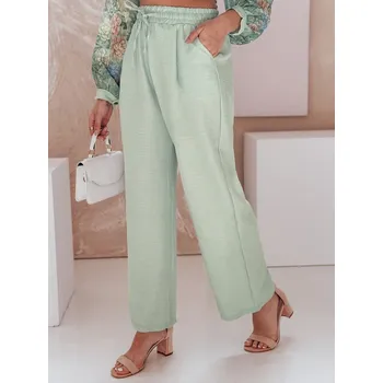 Dámské kalhoty Dámské široké kalhoty wide leg MILLIVIO Dstreet UY2659 Barva: Zelená - světle, Velikost: XL