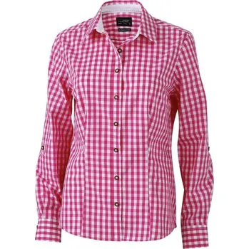 Dámská košile DAIBER JN 637 / Popelínová kostkovaná košile v tradičním vzhledu - purple/white XXL
