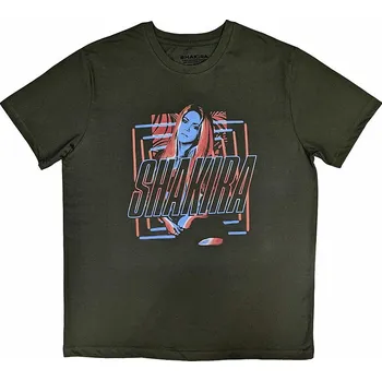 Shakira tričko, Squares and Logo Green, pánské M