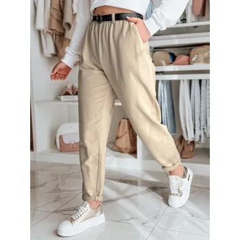 Dámské kalhoty s páskem TAILANDI Dstreet UY2549 Barva: Béžová, Velikost: M