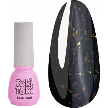 Lak na nehty Hybridní báze Toki-Toki Stars Base SB15 černá s vločkami fólie 5 ml